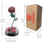 Forging Art Bcn® Hand Forged Enchanted Rose in Beauty and the Beast Glass Dome - Gift of Valentine's Day, Mother's Day, 6th Year Wedding Anniversary (Red/Green)