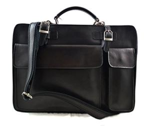 Leather shoulder bag briefcase carry on messenger bag leather women handbag men office bag business document folder bag black