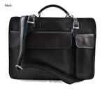 Leather shoulder bag briefcase carry on messenger bag leather women handbag men office bag business document folder bag black