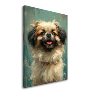 Pekingese Dog Canvas Art Print: Painted Illustration of Regal Canine, Pet Portrait, Animal Lover Gift, Home Decor, Collectible Artwork