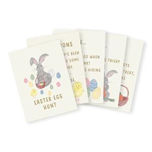 Easter egg hunt clue cards | bunny rabbit Easter treasure hunt | 22 egg hunt for Easter clues | Easter games | Easter ideas cards gift idea (Easter egg hunt cards)