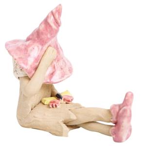 Shy fairy garden figurine, ceramic pixie plant pot ornament