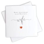 Happy Anniversary to my Beautiful Wife Card, Handmade Red Love Heart Wedding Anniversary Card for Wife