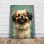 Pekingese Dog Canvas Art Print: Painted Illustration of Regal Canine, Pet Portrait, Animal Lover Gift, Home Decor, Collectible Artwork
