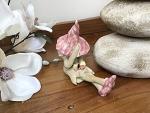 Shy fairy garden figurine, ceramic pixie plant pot ornament