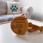 Personalised dog treats glass jar with wooden engraved lid/Dog's snacks or treats/Christmas gift for pet/Dog or cat treat jar storage
