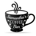 Personalised Coffee Bar Sign, Custom Cup of Coffee, Wall Decor, Custom Name Sign, Metal Wall Art, Gift for Everyone Who Loves Coffee, Handmade Kitchen Sign, Coffee Station