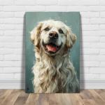 Retriever (Curly Coated) Painted Illustration - Canvas Art Print, Dog Portrait, Canine Artwork, Animal Lovers Collectable, Home Decor, Pet Enthusiast Gift