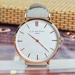 Treat Republic Personalised Elie Beaumont Leather Watch [Grey and White] – Engraved Message, Leather Watch for Women, Genuine Leather | Women’s Wrist Watch