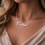 ZNA Jewels Personalised Name Necklace for Women - Customised Sterling Silver Dainty Heart Pendant, Elegant Jewellery Ideal for Birthday, Gifts for Women, Girls & Teens (18K Gold)