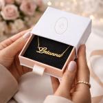 ZNA Jewels Personalised Name Necklace for Women - Customised Sterling Silver Dainty Heart Pendant, Elegant Jewellery Ideal for Birthday, Gifts for Women, Girls & Teens (18K Gold)