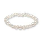 TreasureBay Handmade Womens 7-8mm Freshwater Pearl Bracelet | Stretchy Beaded Pearl Bracelet for Ladies and Girls - Pink, Black, White, Grey, Multicolour (White)
