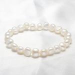 TreasureBay Handmade Womens 7-8mm Freshwater Pearl Bracelet | Stretchy Beaded Pearl Bracelet for Ladies and Girls - Pink, Black, White, Grey, Multicolour (White)