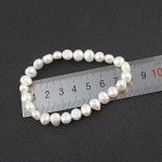 TreasureBay Handmade Womens 7-8mm Freshwater Pearl Bracelet | Stretchy Beaded Pearl Bracelet for Ladies and Girls - Pink, Black, White, Grey, Multicolour (White)