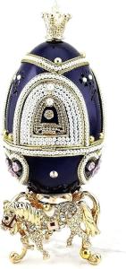 Pierre Lorren Imperial egg Carousel Music Box Handcrafted Horse Carousel HANDCARVED NATURAL Romanov style egg Austrian Crystal DIAMOND Ornaments Horse lovers Gift Ideas Collectible Egg Decoration
