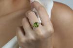 Unique Peridot Ring - Handmade Statement Gold Rings - Artisan Birthstone Jewelry for Women - Engagement Ring, Gemstone Ring, Fashion Jewelry Ring for Her - Customizable Band