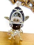 Pierre Lorren Imperial egg Carousel Music Box Handcrafted Horse Carousel HANDCARVED NATURAL Romanov style egg Austrian Crystal DIAMOND Ornaments Horse lovers Gift Ideas Collectible Egg Decoration