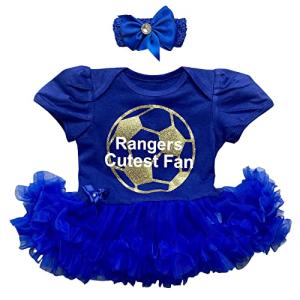 Little Secrets Baby Girls Rangers Cutest Fan Football Blue Tutu Romper with Headband, Newborn Football Kit, 0-3 Months
