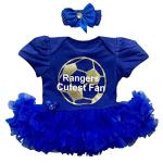 Little Secrets Baby Girls Rangers Cutest Fan Football Blue Tutu Romper with Headband, Newborn Football Kit, 0-3 Months