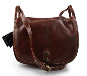 Ladies handbag leather bag clutch hobo bag shoulder bag crossbody bag made in Italy genuine leather brown