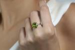 Unique Peridot Ring - Handmade Statement Gold Rings - Artisan Birthstone Jewelry for Women - Engagement Ring, Gemstone Ring, Fashion Jewelry Ring for Her - Customizable Band