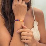 Made by Nami Surfer Beach Bracelet Men & Women - Braided Boho Summer Bracelets - Handmade Festival Jewellery - 100% Waterproof & Adjustable - Friendship Gift - Ethnic Hippie Style - U (Rainbow)