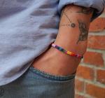 Made by Nami Surfer Beach Bracelet Men & Women - Braided Boho Summer Bracelets - Handmade Festival Jewellery - 100% Waterproof & Adjustable - Friendship Gift - Ethnic Hippie Style - U (Rainbow)