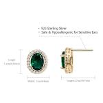 Weviway Sterling Silver Stud Earrings for Women, Green Emerald/Black Onyx Hypoallergenic Birthstone Earrings, Elegant Gemstone Jewellery Gifts for Her