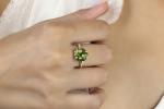 Unique Peridot Ring - Handmade Statement Gold Rings - Artisan Birthstone Jewelry for Women - Engagement Ring, Gemstone Ring, Fashion Jewelry Ring for Her - Customizable Band