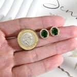 Weviway Sterling Silver Stud Earrings for Women, Green Emerald/Black Onyx Hypoallergenic Birthstone Earrings, Elegant Gemstone Jewellery Gifts for Her