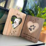Pet Loss Dog or Cat Memorial Personalised Double Photo Frame Gift, Twin Wooden Picture Frame with Engraved Name, Paw Prints and the Quote You Left Your Paw Prints On Our Hearts