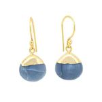 Gempires Natural Blue Opal Electro Plated Pear Cabochon Hook Earring, October Birthstone Jewelry, Healing Gemstone Earrings Gifts