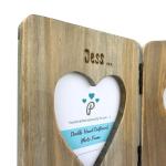 Pet Loss Dog or Cat Memorial Personalised Double Photo Frame Gift, Twin Wooden Picture Frame with Engraved Name, Paw Prints and the Quote You Left Your Paw Prints On Our Hearts