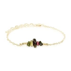Tourmaline Chip Bead Bar Bracelet in 14k Gold Fill
