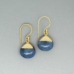 Gempires Natural Blue Opal Electro Plated Pear Cabochon Hook Earring, October Birthstone Jewelry, Healing Gemstone Earrings Gifts