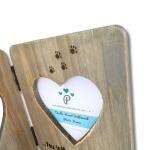 Pet Loss Dog or Cat Memorial Personalised Double Photo Frame Gift, Twin Wooden Picture Frame with Engraved Name, Paw Prints and the Quote You Left Your Paw Prints On Our Hearts