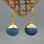 Gempires Natural Blue Opal Electro Plated Pear Cabochon Hook Earring, October Birthstone Jewelry, Healing Gemstone Earrings Gifts