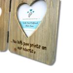 Pet Loss Dog or Cat Memorial Personalised Double Photo Frame Gift, Twin Wooden Picture Frame with Engraved Name, Paw Prints and the Quote You Left Your Paw Prints On Our Hearts