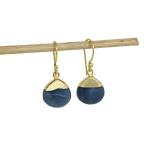 Gempires Natural Blue Opal Electro Plated Pear Cabochon Hook Earring, October Birthstone Jewelry, Healing Gemstone Earrings Gifts