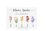 Personalized Mum’s Garden Acrylic Sign with Birth Flowers - Custom Family Name Plaque - "Love Grows Here" Display