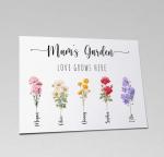 Personalized Mum’s Garden Acrylic Sign with Birth Flowers - Custom Family Name Plaque - "Love Grows Here" Display