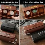 Personalized Watch Travel Case, Custom Watch Roll for Men, Classic PU Leather Watch Case with Removable Pillows & Solid Dividers for Storage and Display, Gift for Groomsmen, Father, Friend