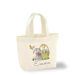 Pomchick | Personalised Easter Tote Bag for Kids Custom Name Bunny Mini Canvas Gift Bag