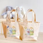 Pomchick | Personalised Easter Tote Bag for Kids Custom Name Bunny Mini Canvas Gift Bag