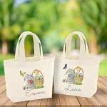 Pomchick | Personalised Easter Tote Bag for Kids Custom Name Bunny Mini Canvas Gift Bag