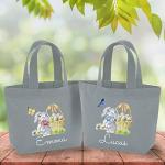 Pomchick | Personalised Easter Tote Bag for Kids Custom Name Bunny Mini Canvas Gift Bag