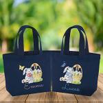 Pomchick | Personalised Easter Tote Bag for Kids Custom Name Bunny Mini Canvas Gift Bag