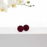 Burgundy Red Stud Earrings for Women – Lightweight Minimalist Studs for Everyday Wear, Handmade Clay Jewellery Gifts for Mothers Day