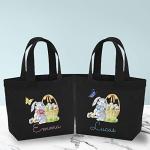 Pomchick | Personalised Easter Tote Bag for Kids Custom Name Bunny Mini Canvas Gift Bag