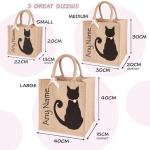 Cat Bag Hand Painted Jute Tote, Personalised Shopping Bag With Name On, Pet Lovers Gift Ideas, Girls School Bag, Womens Handbag, Small, Medium & Large Tote Reusable Shopper